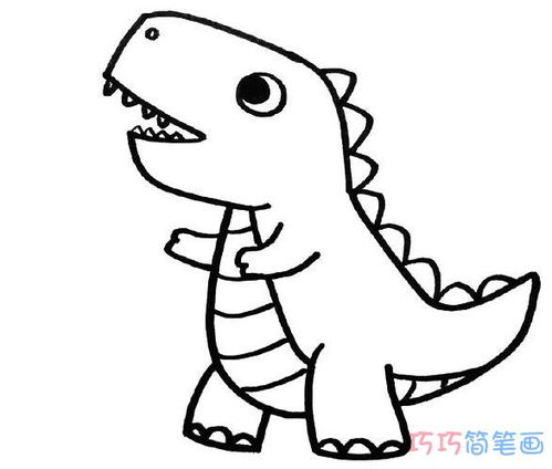 卡通恐龙简笔画可爱 彩色，卡通恐龙简笔画大全带颜色