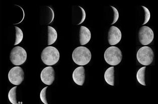 初五、初七、初九、十一、十三、十五的月相变化图)