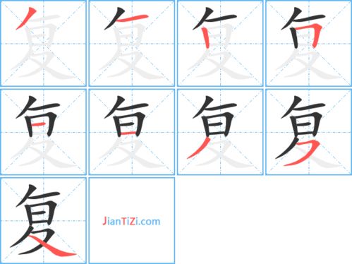 复习的复笔顺怎么写