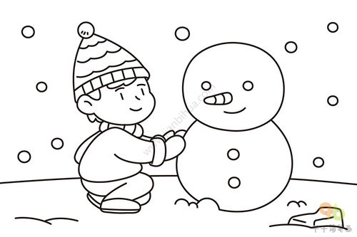 关于冬天的简笔画，冬天的简笔画 景色 彩色 雪人