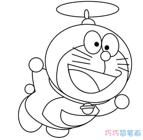 叮当猫简笔画教程，叮当猫简笔画彩色