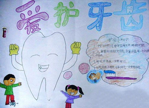 爱护牙齿手抄报图片 简笔画，小学生爱护牙齿手抄报图片