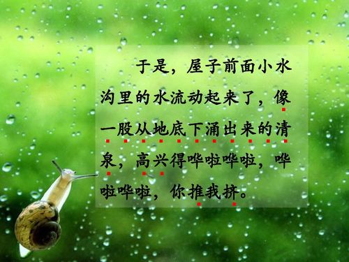 春天的小雨滴滴滴,里面的高兴的哗啦哗啦哗啦哗啦你推我挤是什么修辞手法