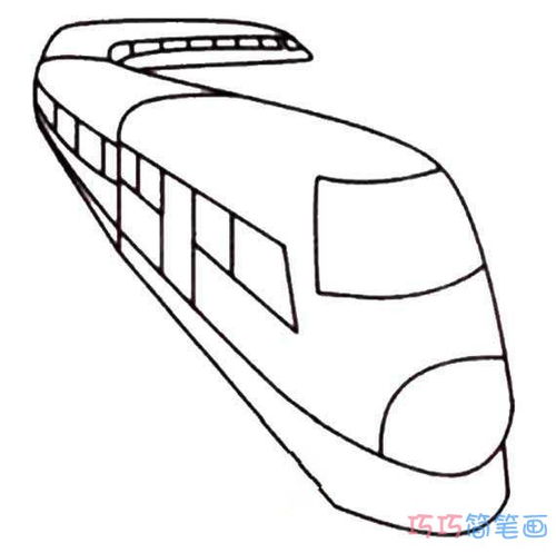 动车简笔画彩色，和谐号动车简笔画