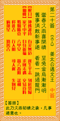 姜太公遇文王解签求事业，姜太公遇文王解签婚姻好不好