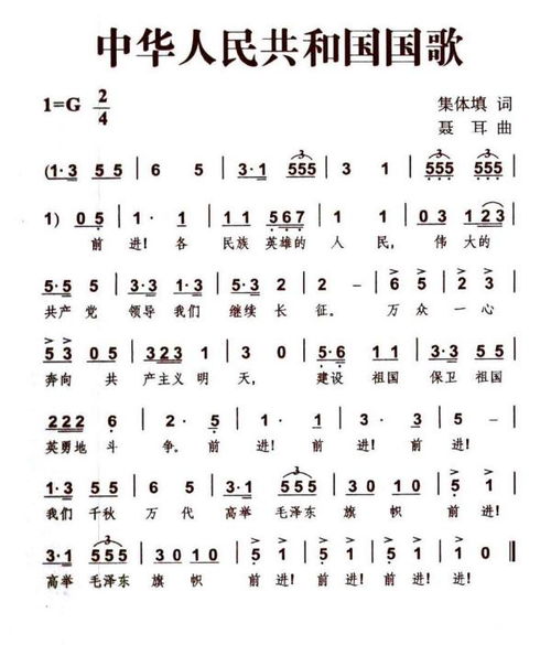 国歌简谱完整版，苏联国歌乐谱