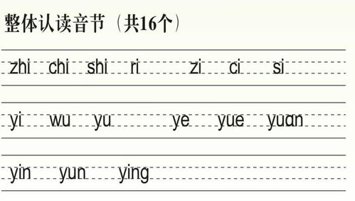 16个整体认读音节是哪些?