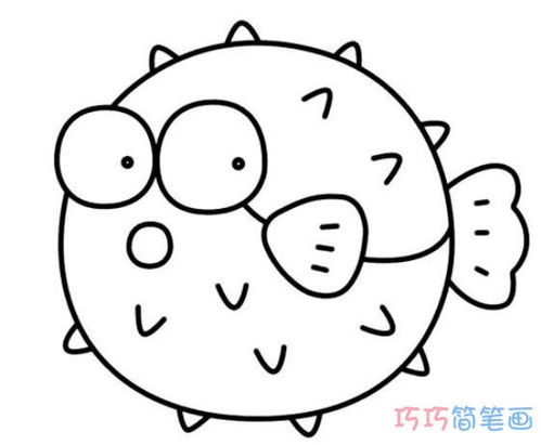 河豚简笔画彩色，河豚简笔画图片大全
