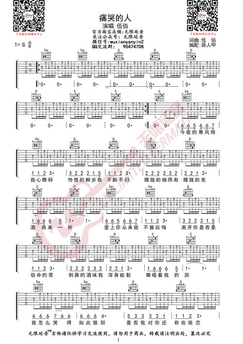 非图片格式的 痛哭的人--伍佰(吉他谱)
