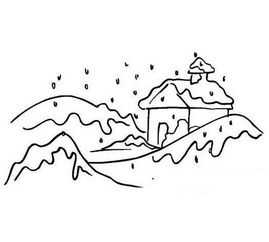 长城雪景简笔画，雪景简笔画带颜色
