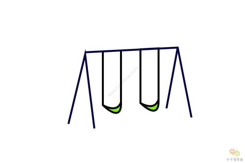 小朋友荡秋千简笔画，幼儿园荡秋千简笔画