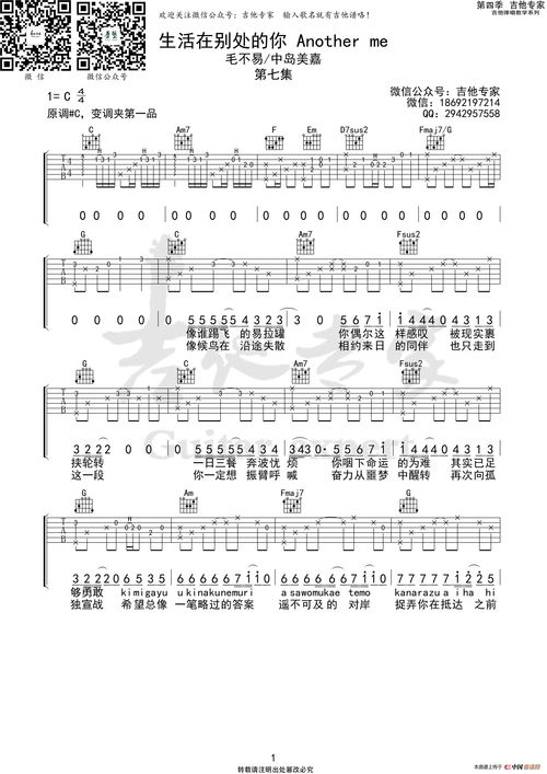 生活在地下吉他谱c调，生活在地下吉他谱小磊吉他教学