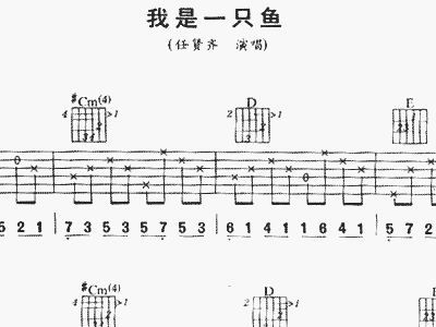 我是一只鱼吉他谱简单版，我是一只鱼吉他谱任贤齐