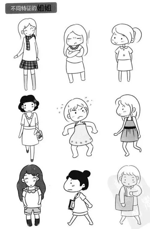 家庭成员简笔画8人，家庭成员简笔画头像