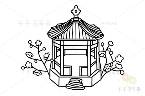 凉亭简笔画立体，古建凉亭简笔画