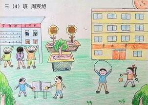 美丽的校园图画一等奖4k纸，美丽的校园图画一年级