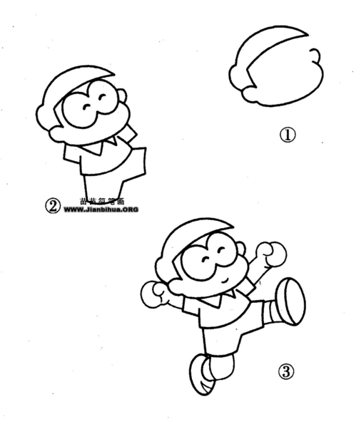 野比大雄简笔画，大雄简笔画彩色