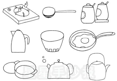 厨房怎么画简笔画，简易厨房怎么画