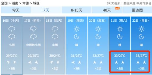 常德未来天气预报