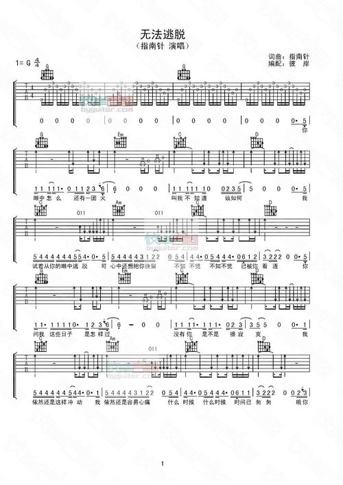 无法逃脱吉他谱c调，无法逃脱吉他谱原版后面速度快些吗