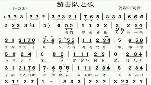 (高分)F调游击队歌简谱