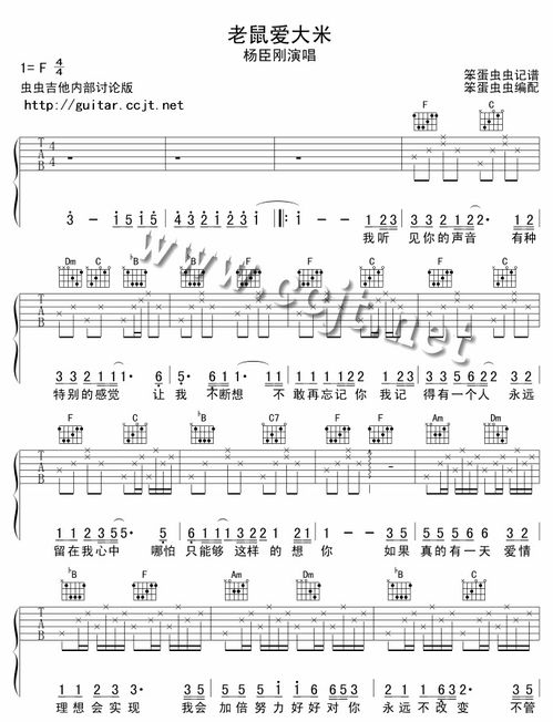 老鼠爱大米吉他谱c调简单版，老鼠爱大米吉他谱指弹