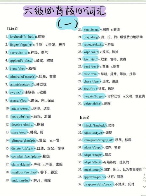 六级单词词汇表，六级单词乱序版pdf