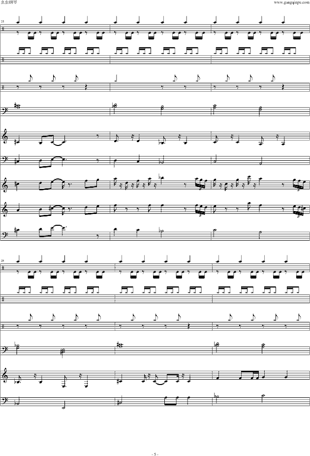 宿敌吉他谱c调简单版，宿敌吉他谱G调