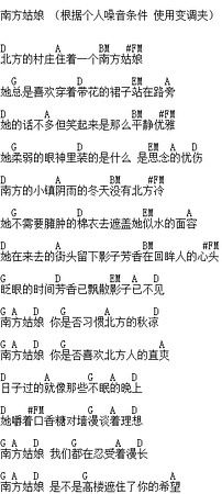 赵雷原版《南方姑娘》吉他谱