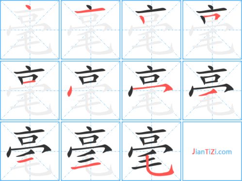 豪的笔顺正确写法，毫的笔顺和部首