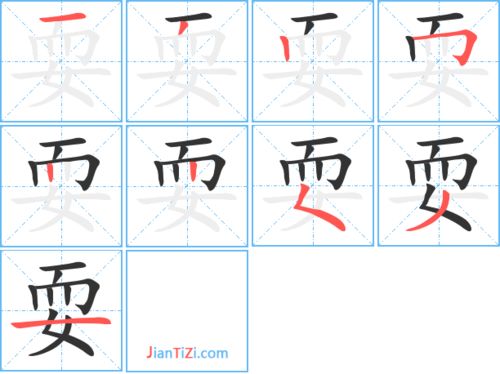 要的笔顺笔画，喜的笔顺