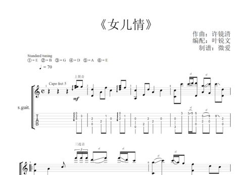 求《女儿情》吉他谱