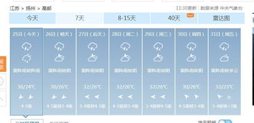 高邮天气预报7天查询结果，高邮天气预报7天至15天查询表