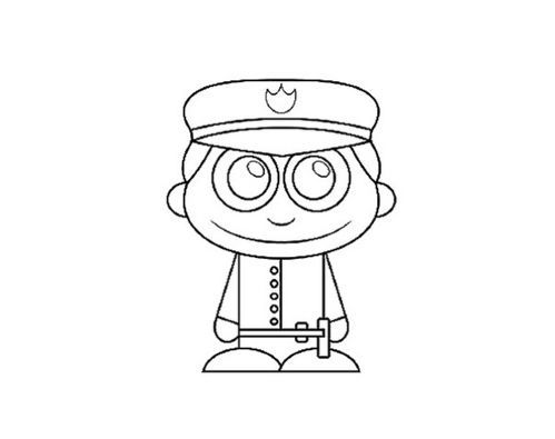 保安简笔画幼儿园，保安简笔画彩色
