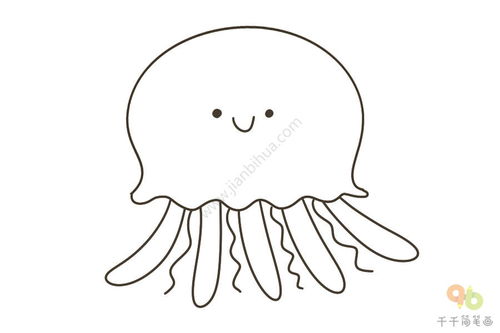 水母简笔画 可爱，水母简笔画可爱卡通