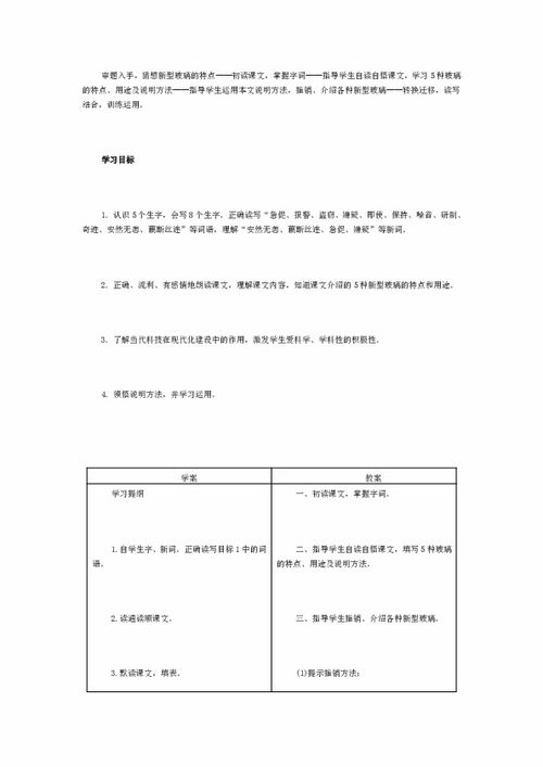 学习了《新型玻璃》一课,你还想发明什么玻璃?这种玻璃的特点和作用分