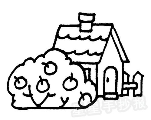 别墅简笔画简单又漂亮三层，别墅简笔画三层