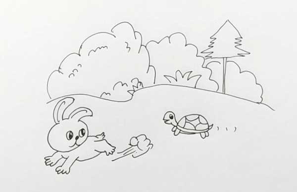 龟兔赛跑简笔画图片大全，龟兔赛跑简笔画图片大全彩色