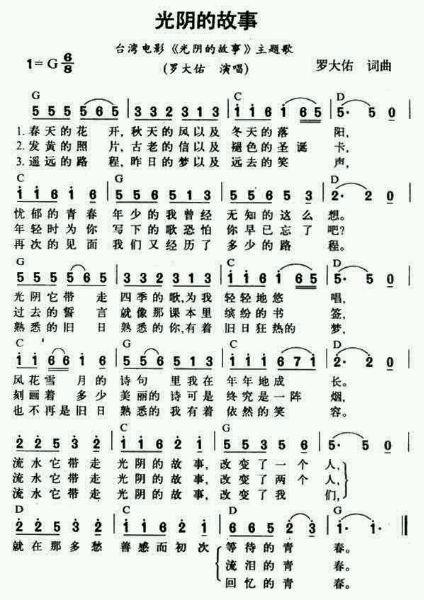 光阴的故事钢琴简谱