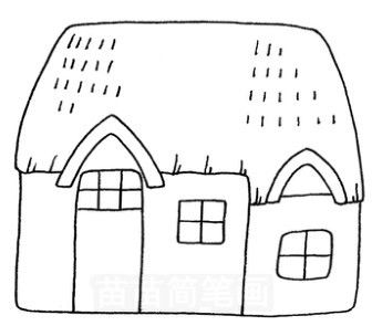 茅草屋的简笔画怎么画，茅草屋的简笔画排五点半
