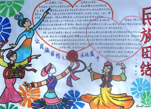 民族团结一家亲手抄报4k纸简单，民族团结一家亲手抄报线稿