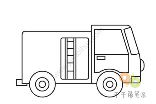 画消防车的简笔画图片，简笔画消防车
