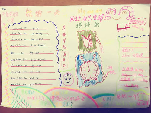 我的一天英语手抄报六年级，我的一天英语手抄报模板
