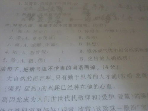 二年级上册第四课生字组词