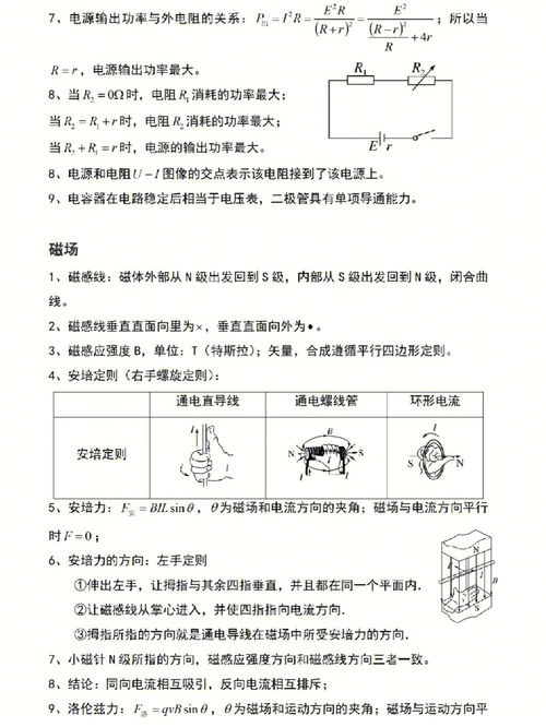 高中物理电学公式大全图片，高中物理电学公式整理