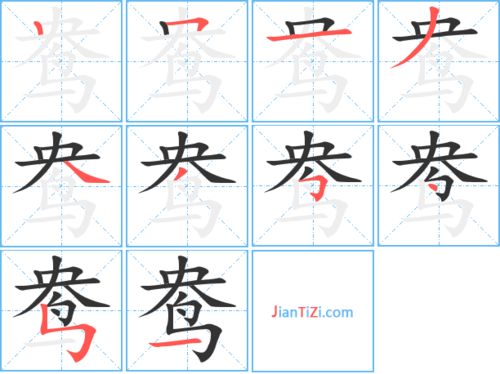 鸯笔顺怎么写 笔画，鸯的笔顺怎么写