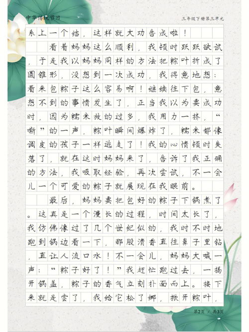 端午节包粽子的作文