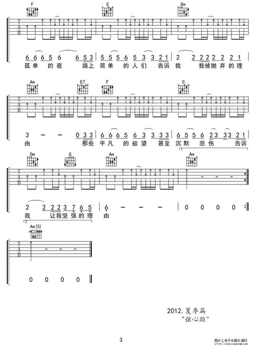 角度乐队坚强的理由吉他谱，坚强的理由吉他谱简单版