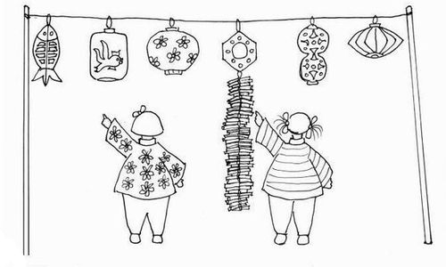 看花灯简笔画彩色，看花灯简笔画装饰