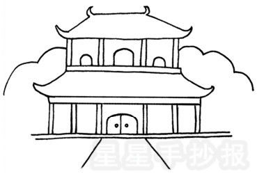 建筑简笔画 简单，古代建筑简笔画